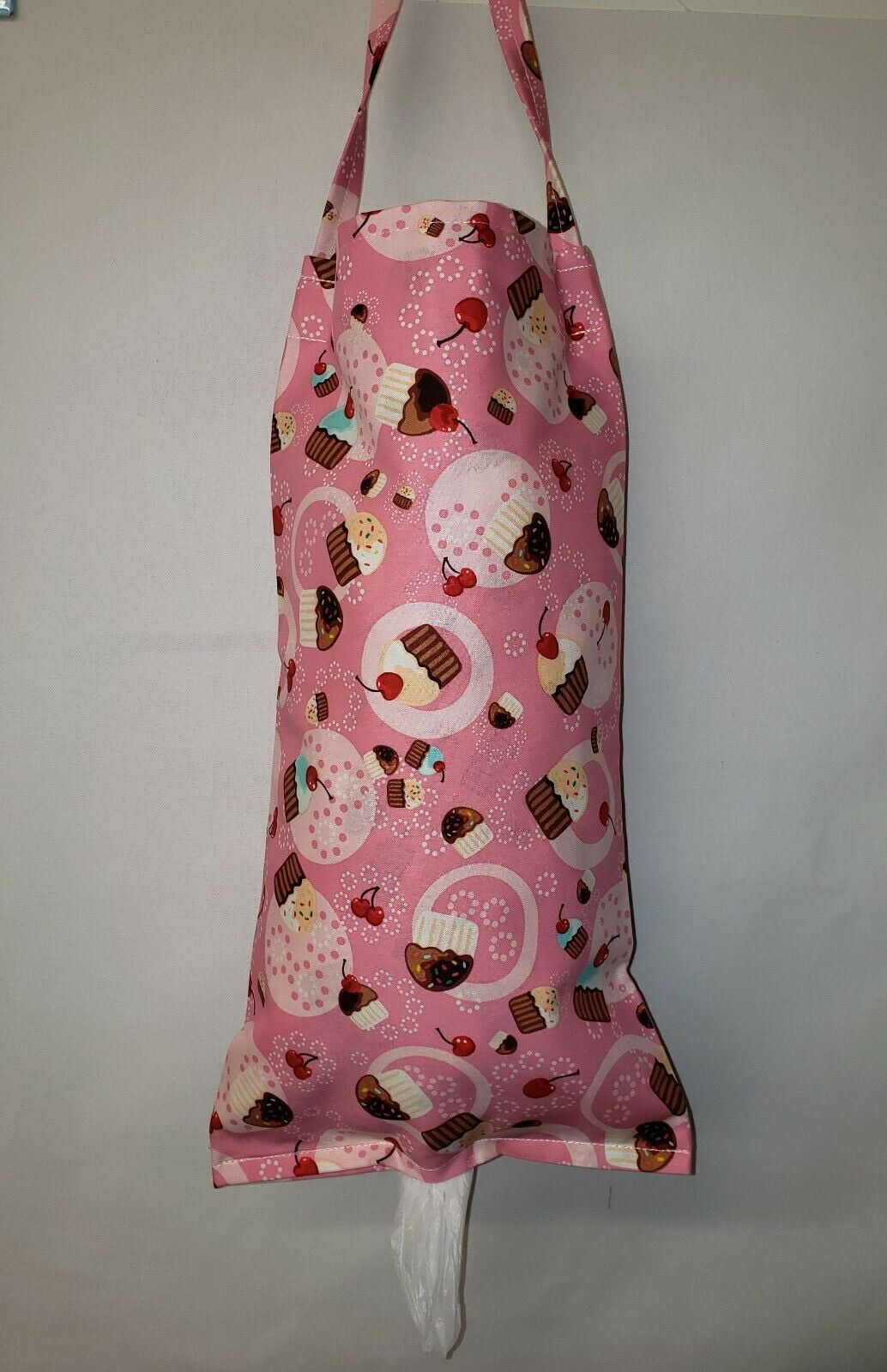 Pink Cupcake Grocery Plastic Shopping Bag Holder by Penny's Needful