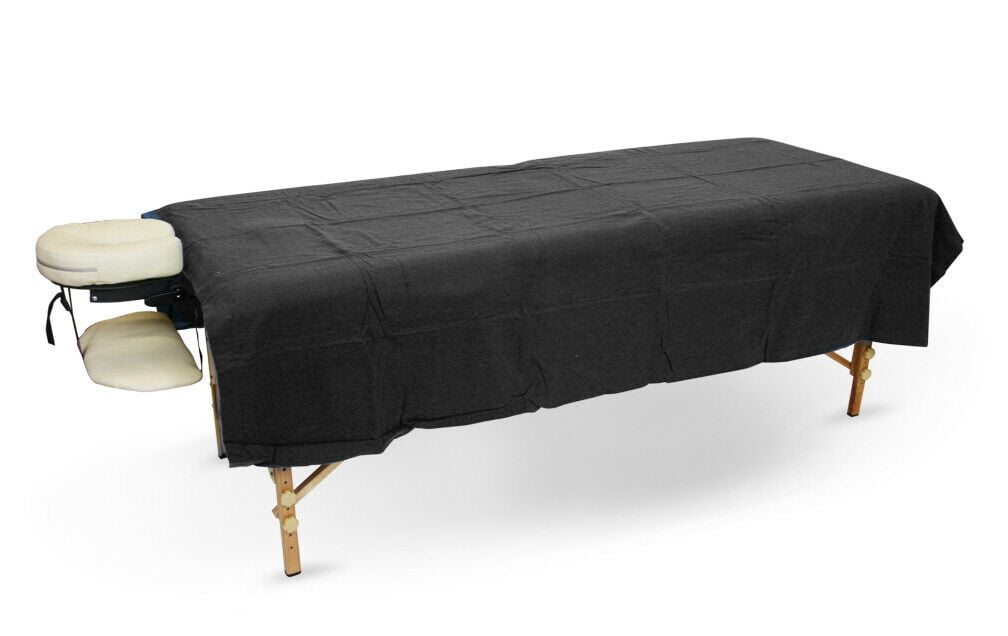 Spa Massage Table Poly Cotton Sheets 3 Pieces Full Set Resistant to Wrinkling, Black