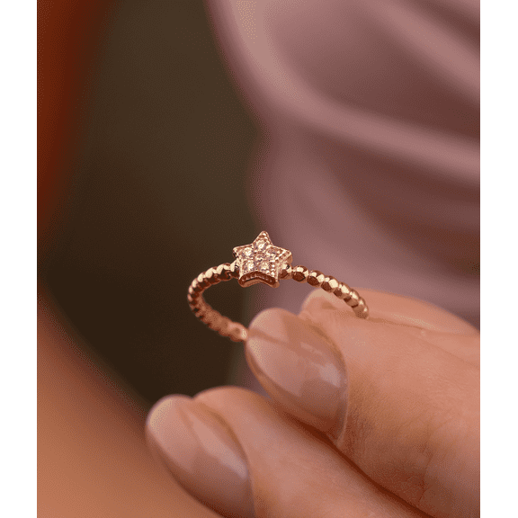 14k Solid Gold Star Ring