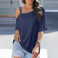 thumbnail image 2 of TAGOLD Summer Casual Tops,Plus Size T-shirt Blouse for Womens, Women's Sexy Off Shoulder 2024 Fashion T Shirts Blouses Summer Short Sleeve Casual Tees, 2 of 5