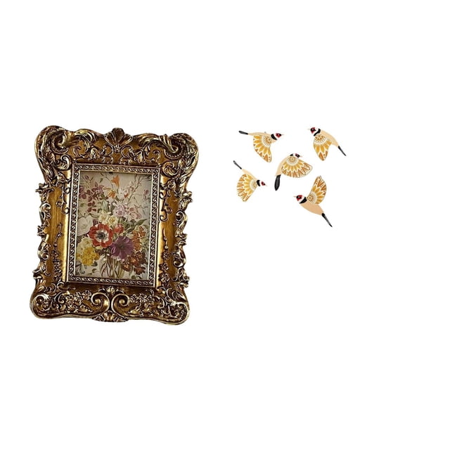 Marco de fotos,Marco de fotos retro Marco de fotos de mesa vintage,Marco de fotos adornado para colgar en la pared,decoración del hogar,Arte de pared de pájaros de madera,Pájaros de madera