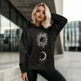 thumbnail image 4 of FOR U DESIGNS Black Galaxy Women Hoodies Oversized Long Sleeve Basic Sweatshirts Pullover Sweater Outfits Size M Women Activewear Down-Shoulder Collar Tops Winter, 4 of 7