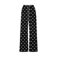 thumbnail image 4 of hotojiny Girls Wide Leg Sweatpants Polka Dot Print Baggy Pant with Drawstring Casual Elastic Waist Loose Athletic Pants(Black,11-12 Years), 4 of 6