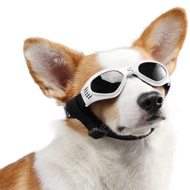 Gafas de sol para perros, correa ajustable para gafas de sol UV, protección impermeable para perros pequeños y medianos