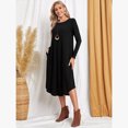 thumbnail image 6 of Women's Lounge Dress Long Sleeve Midi Long Dress Loose Casual Side Slit Dresses Pocket, 6 of 7
