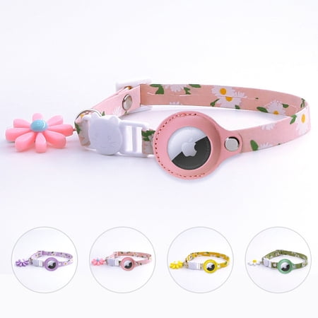 1 Pack Airtag Cat Collar  Silicone Waterproof Airtag Holder Case Compatible with Apple Airtag  Breakaway Safety Buckle Collar for Kitten Puppy Purple Pink