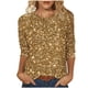 thumbnail image 2 of Tejiojio Women's Sequin Top Round Neck 3/4 Sleeves Sparkly Casual Party Blouse S-2XL, 2 of 5