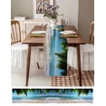 thumbnail image 3 of ERUNPONLY Ocean Beach Table Runner - 36 Inch Long Palm Trees Summer Tropical Island Seaside Cotton and Linen Blended Dress Scarves Farmhouse Table Runner for Kitchen Dining, Coffee Table, 13"x36", 3 of 8