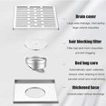 thumbnail image 2 of Billuyoard Desagüe de piso cuadrado de acero inoxidable plateado, duradero, fácil de instalar, desagües de trampa de ducha de ajuste Universal Accesorios de baño, 2 of 6