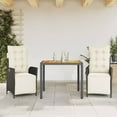 thumbnail image 1 of vidaXL 3 Piece Garden Dining Set with Cushions Black Poly Rattan, 1 of 1