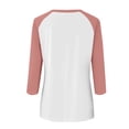 thumbnail image 5 of Breezora Womens Casual Summer Printed 3 4 Sleeve Button Down Blouse Raglan Shirt with Color Block Design XXL Size Pink, 5 of 5
