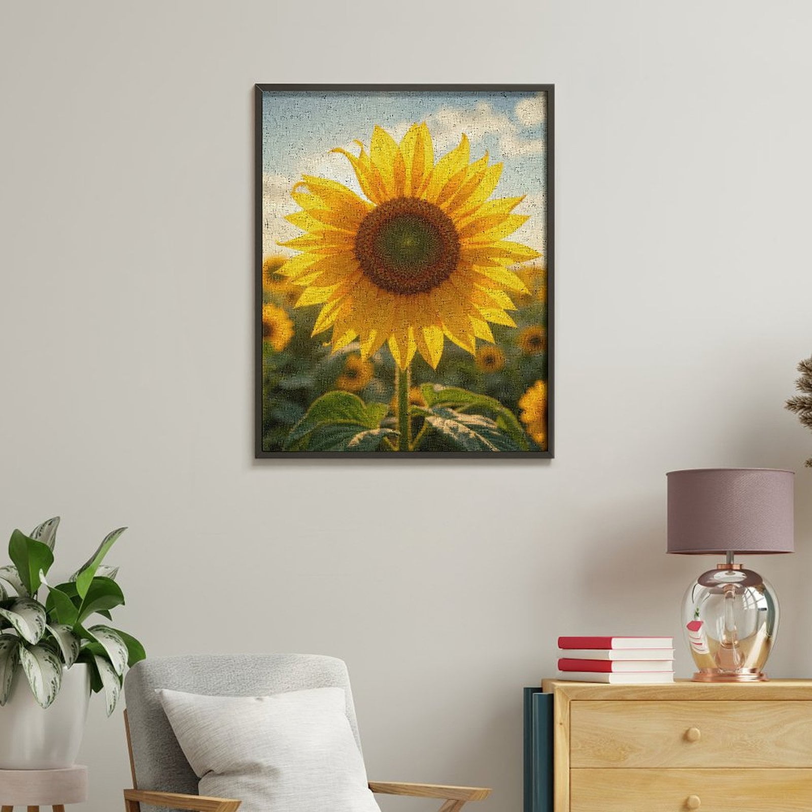 Paint by Numbers Kit for Adults, Sunflower Field Golden Blooms Paint by Numbers, Easy Paint by Numbers Kit for Adults Beginner, DIY Adult Paint by Number Kits on Canvas, Home Decor