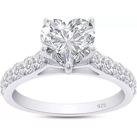 2.25 Ct Heart Moissanite Solitaire Wedding Ring For Womens 925 Sterling Silver
