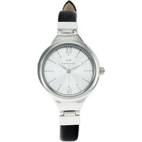 Timex Viewpoint Silver-Tone Black Leather Ladies Watch