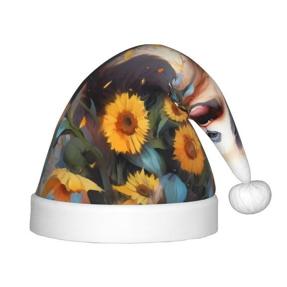 Rateoe Elegant Cute Panda Sunflower Santa Hat Confortable Christmas Hat for Christmas Party Favors Fit for Kids
