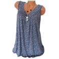 thumbnail image 4 of Camiseta sin mangas con cuello en V sin mangas, chaleco suelto para mujer, camiseta de verano, azul oscuro, 3XL Jumpingount AP001998-30, 4 of 5