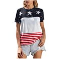 thumbnail image 1 of Pompotops Femmes Mode Indépendance Jour Imprimer Femmes Col Rond en Vrac T-shirt Tops, 1 of 9