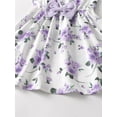 thumbnail image 7 of Toddler Baby Girls Clothes Solid Long Sleeve Tops + Sleeveless Floral Bow Dress Outfit Set Purple 5-6 Years, 7 of 7