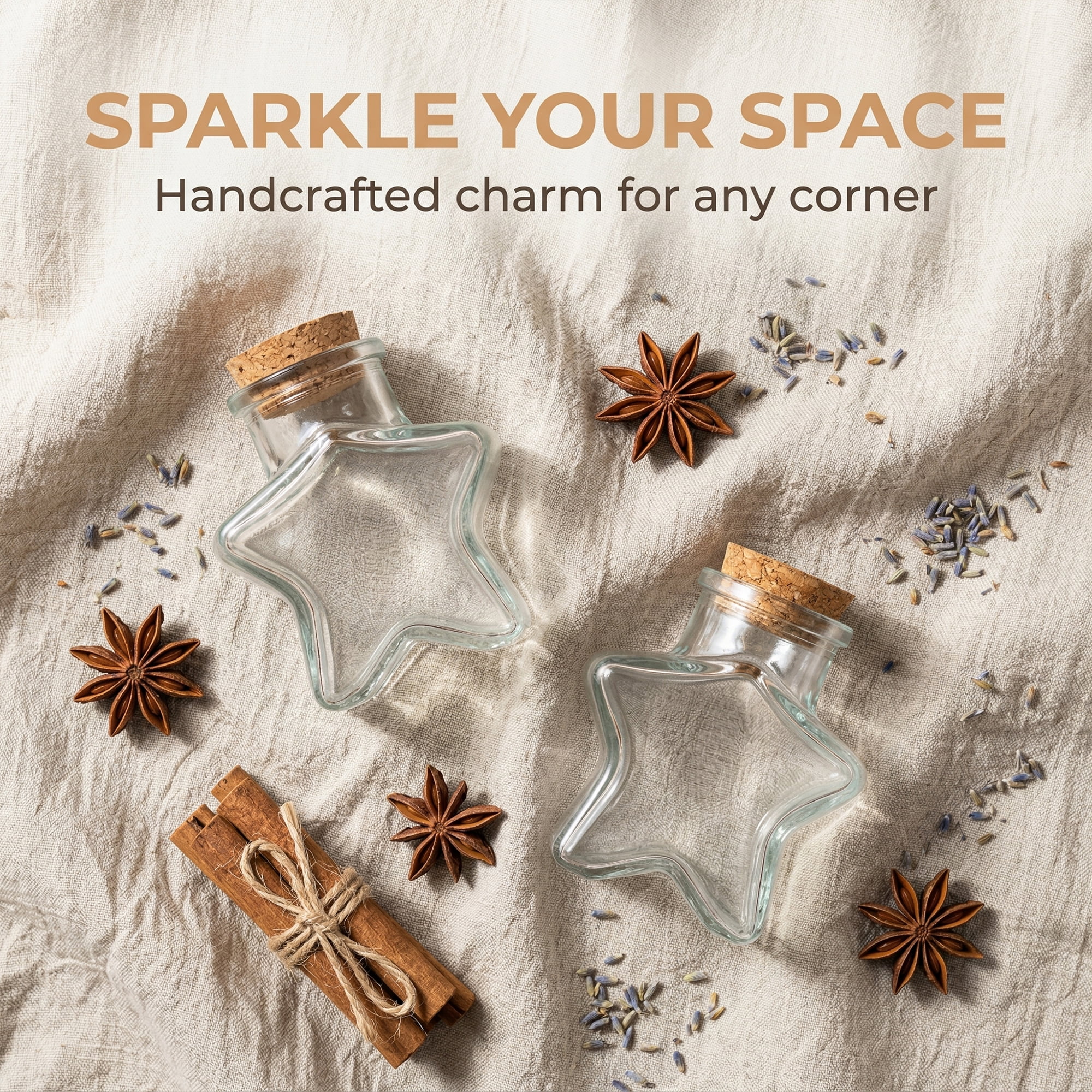 Unique Bargains 2pcs Vintage Glass Jars Storage Bottles Star Shaped 2.2"L x 1.5"W x 2.9"H