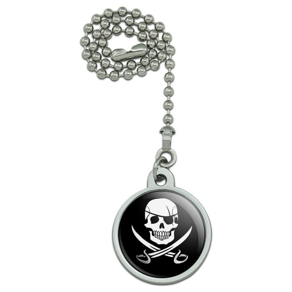 Pirate Skull Crossed Swords Jolly Roger Ceiling Fan and Light Pull Chain