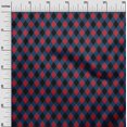 thumbnail image 2 of oneOone Silk Tabby Dark Navy Blue Fabric Argyle Check Dress Material Fabric Print Fabric By The Yard 42 Inch Wide, 2 of 4