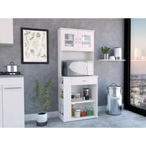 Capienza Pantry Cabinet, Two Shelves, Double Door, One Drawer, Three Side Shelves White