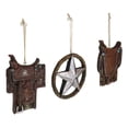 thumbnail image 4 of Set of 3 Rustic Western Star Ropes Circle Tooled Leather Horse Saddles Ornaments, 4 of 10