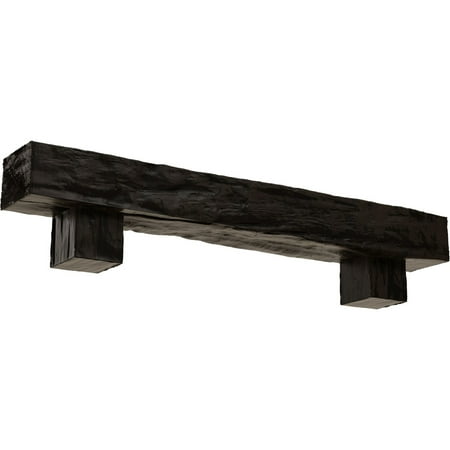 

Ekena Millwork 4 H x 8 D x 60 W Riverwood Faux Wood Fireplace Mantel Kit w/ Alamo Corbels Premium Walnut