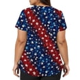 thumbnail image 5 of Trgacdwlo S-5XL 4th of July Plus Size Scrub Tops Stars Stripe Print Women Work Tops V Neck Short Sleeve Nursing Uniform with Pocket, 5 of 5