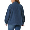 thumbnail image 3 of MODA NOVA Plus Size Denim Jacket for Juniors Casual Long Sleeve Jean Jacket Top Coat with Pockets 4X Dark Blue, 3 of 5