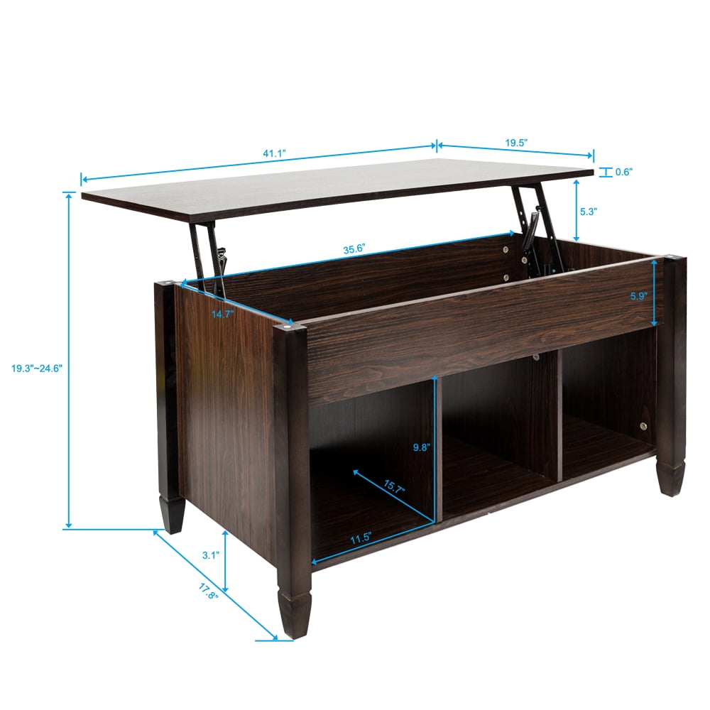 Lowestbest Solid Wood Lift Top Coffee Table, Storage Coffee Table for Living Room, Bedroom