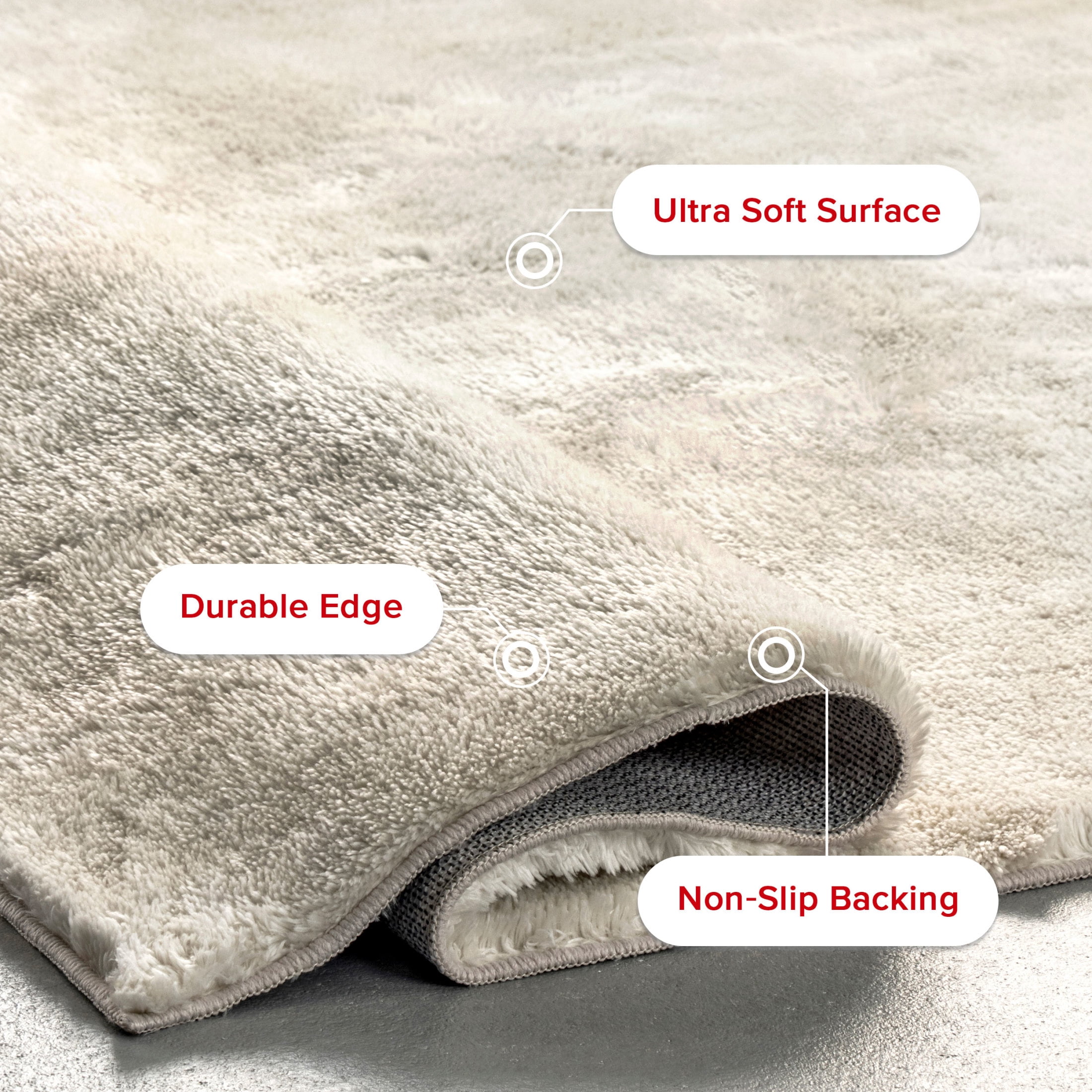 nuLOOM Loni SuperiorWash Solid Machine Washable Shag Area Rug, 2' x 3', Loni Cream