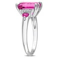 thumbnail image 2 of 4.50 Carat (Ctw) Pink Topaz and Ruby Three Stone Ring in Sterling Silver for Women, 2 of 6
