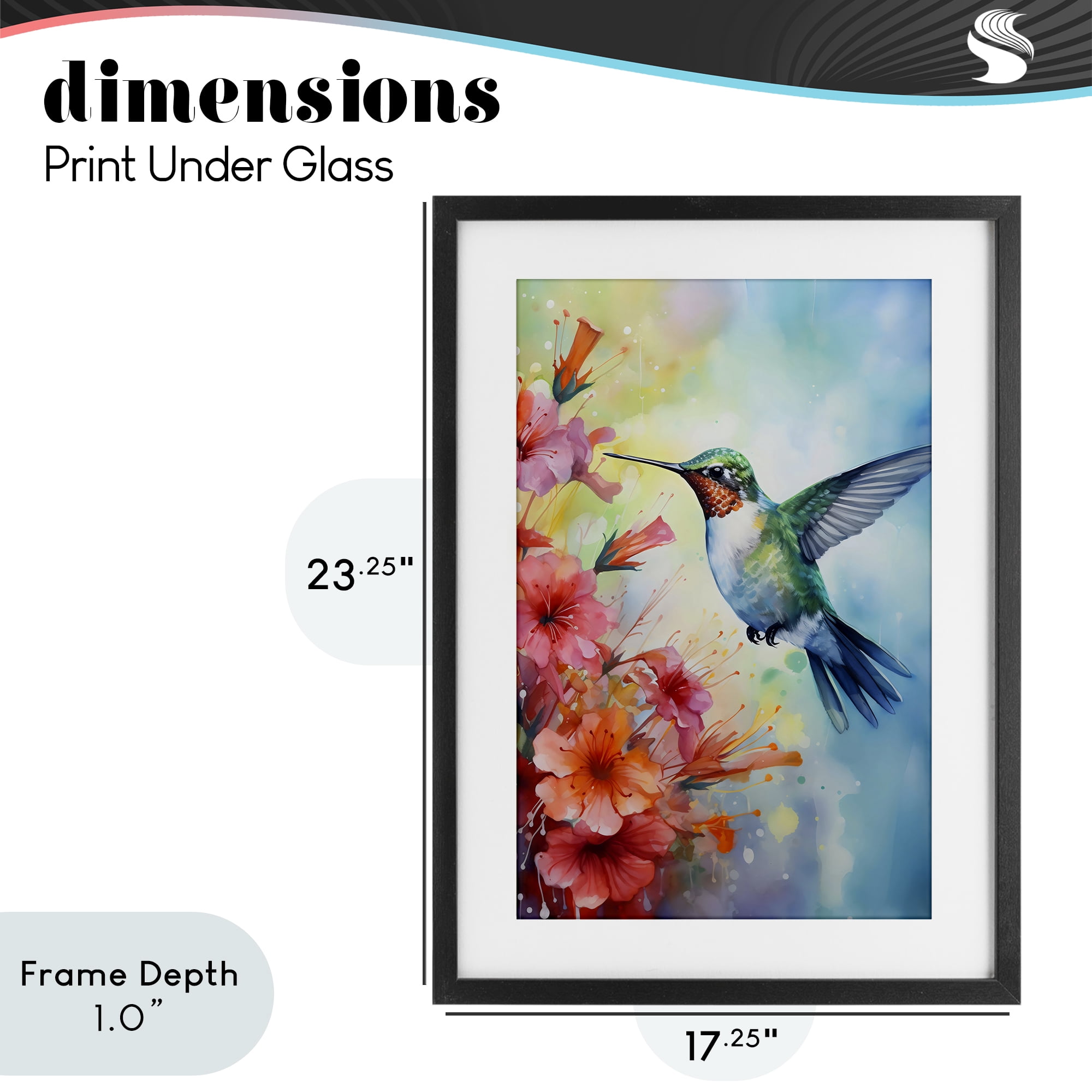 Stupell Industries Hummingbird Hibiscus Serenade Black Framed Print Under Glass, design by Creative Studio