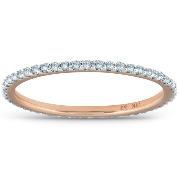 Pompeii 3/8ct Diamond Eternity Ring 14k Rose Gold Womens Stackable Wedding Band