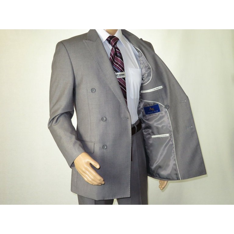 Mens Double Breasted Suit Peak Lapel 6 Button 