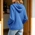 thumbnail image 4 of XAOFW Knit Hoodies For Women Solid Color Long Sleeve Hooded Sweatshirt Autumn Winter Relaxed Fit Pullover Hoodie With Pockets Comfortable Top M, 4 of 6