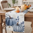 thumbnail image 2 of Blue Pumpkins Falll Cotton Linen Rectangle Table Runners 13"x60", Seasonal Thanksgiving Maple Leaf Coffee Table Runner Dresser Scarves Luxury Table Runners for Wedding Party Banquet Dinner Decor, 2 of 8