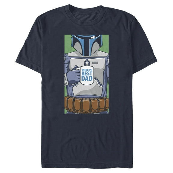 Men's Star Wars Boba Fett World's Best Dad Graphic Tee Navy Blue 3X Large