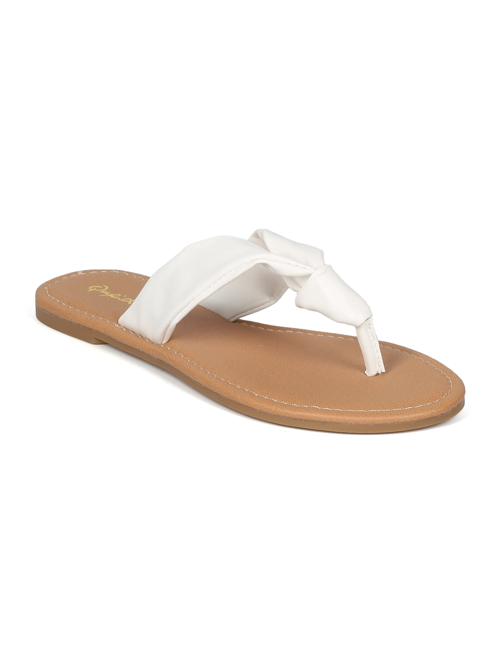 Qupid New Women Qupid Archer374 Leatherette Thong Flat Sandal