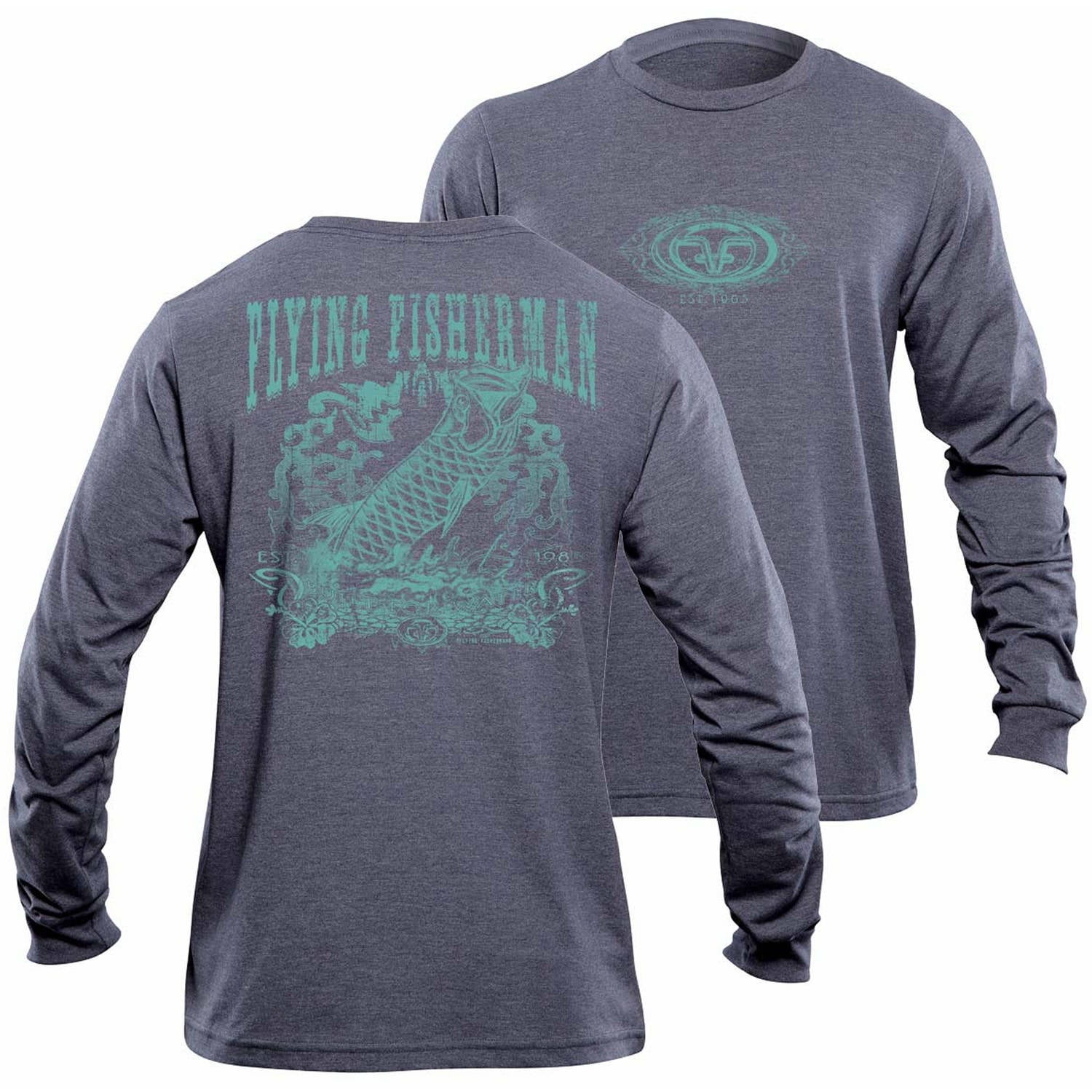Flying Fisherman Tarpon Outlaw L S Tee, Heather Navy, XXL by Flying Fisherman