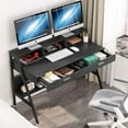 thumbnail image 3 of TribeSigns Computer Desk with 2 Drawers & Storage Hutch Shelf, 47 Inch Office Writing Desk Study Table with Bookshelf for Home Office, 3 of 8