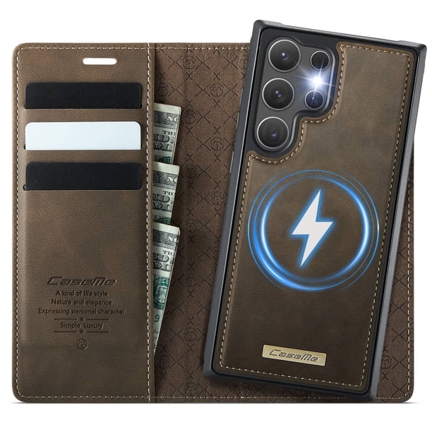 Funda Billetera Desmontable Magnética 2 en 1 Magsafe para Samsung Galaxy S25 Ultra con Tarjetero para Mujer y Hombre,Cuero PU Retro 【Bloqueo RFID】 Funda con soporte a prueba de golpes
