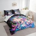 thumbnail image 3 of Manfei Anime Girl 7 Pieces Bedding Comforter Set,Cartoon Manga Full Bedding Set Lightweight,Japanese Animation Fitted Sheet Flat Sheet,Lightweight Stars Bedroom Decorative,Reversible, 3 of 6