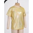 thumbnail image 4 of Zaldita Kids Girls Sparkly Metallic Shiny T-shirt Boys Short Sleeves Loose Tee Tops for Dance Performance Costume Gold 5-6, 4 of 7