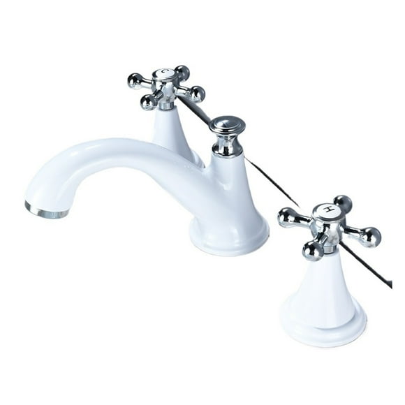 Matte Black Chrome Bathroom Basin Faucet Taps, Sink Faucet Double Handles 3 Pcs Bathroom White Bathtub Faucets Tap ,Built To Last