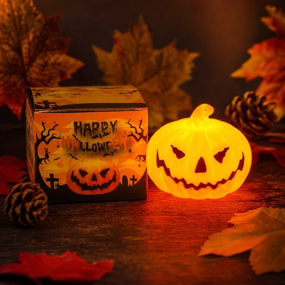 Halloween Pumpkin Decoration Light, Halloween Jack O Lantern Pumpkin Ornament with Glowing Design, Pumpkin Lamp for Indoor Outdoor Party Home Holiday Decor