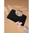 thumbnail image 7 of Women’s Elegant Black Pleated Evening Clutch Bag with Rhinestone Circular Handle, Formal Wedding Party Prom Handbag, Crossbody Shoulder Chain Bag, 7 of 7