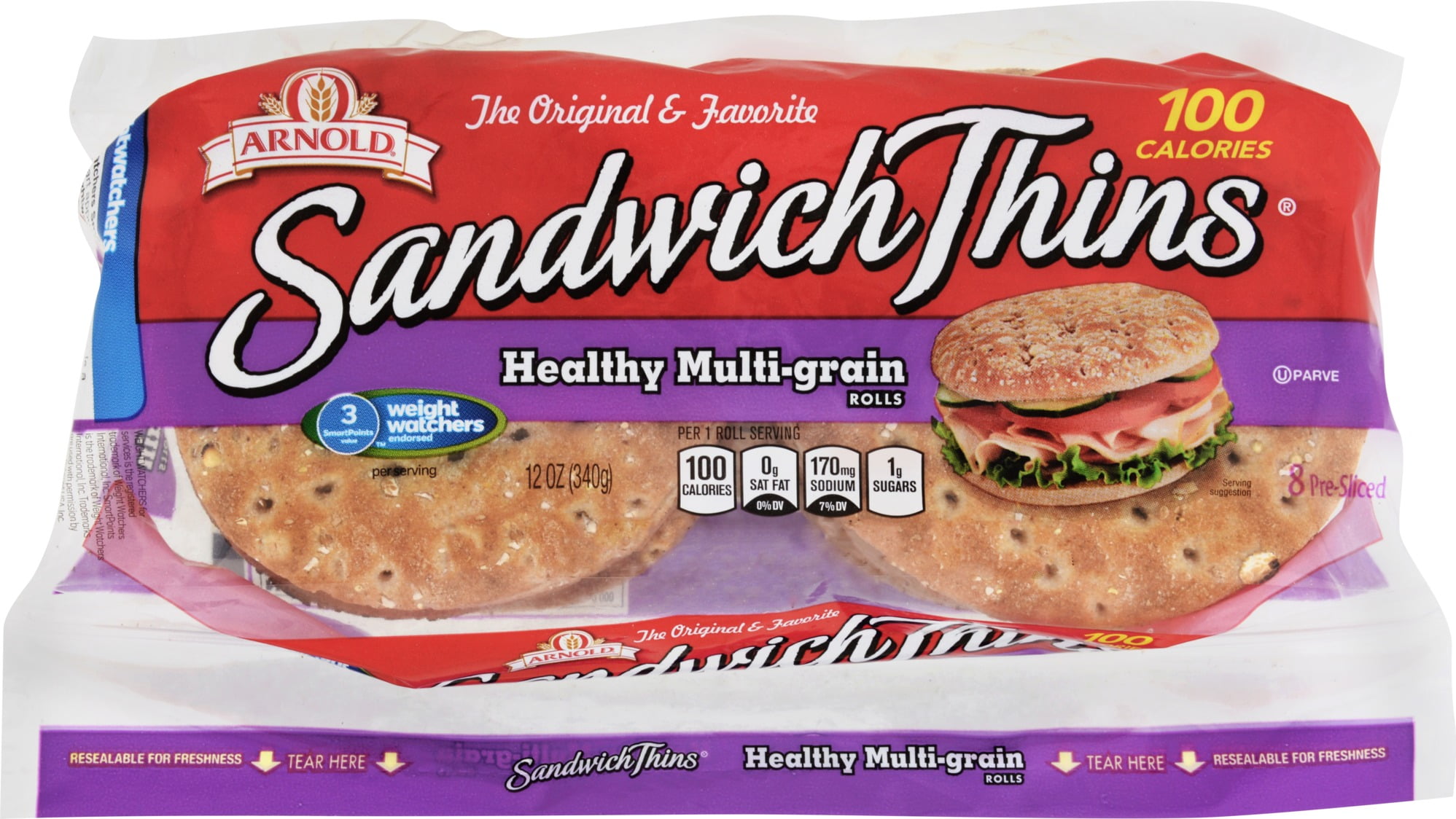 Arnold MultiGrain PreSliced Sandwich Thins, 8 Ct