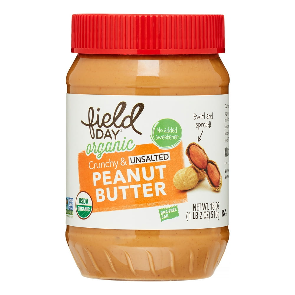 Field Day Organic Peanut Butter, Crunchy, Unsalted, 18 Oz, 1 Count